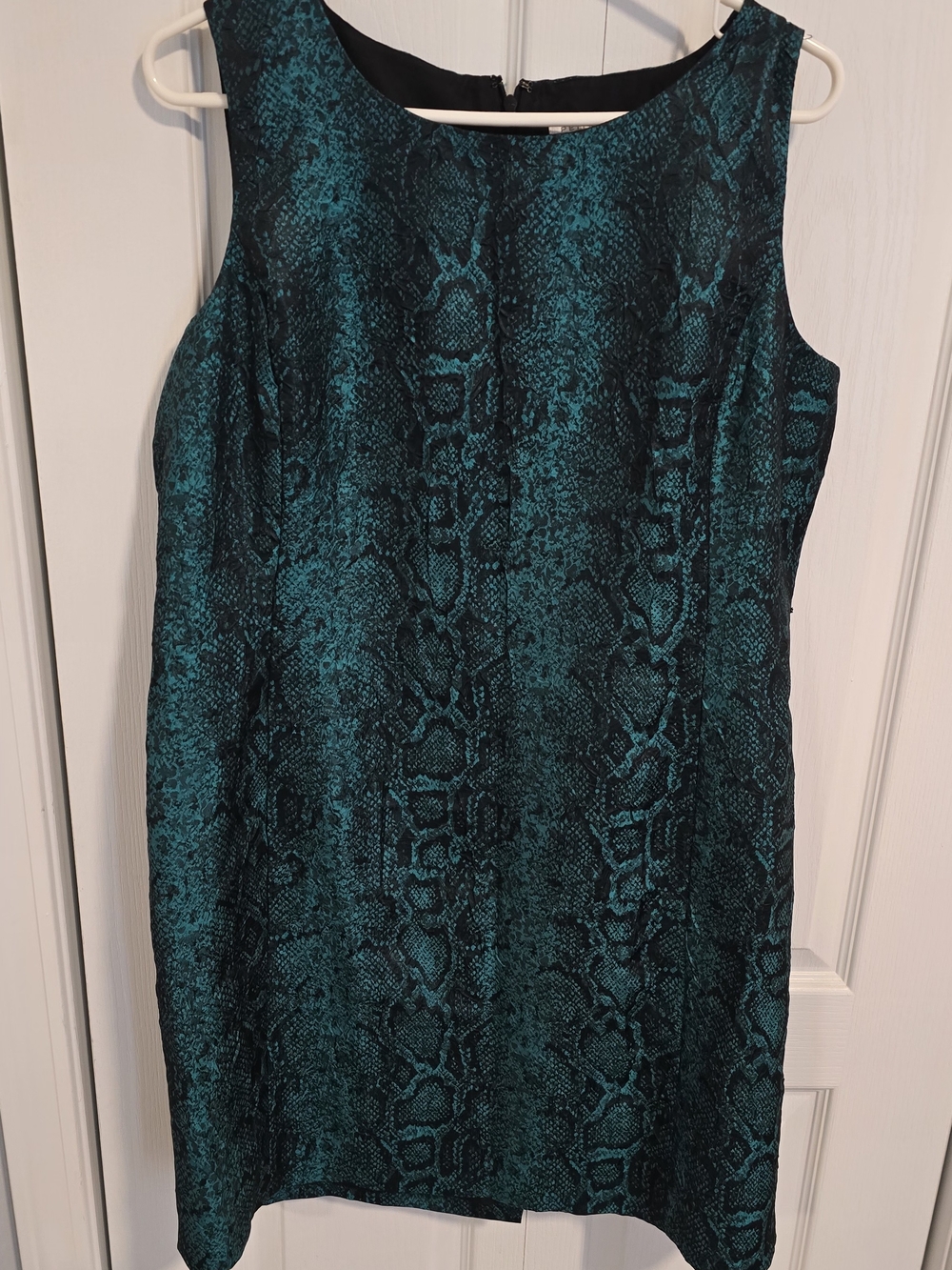 Peter Nygard Teal and Black Snake-Print Mini Dress